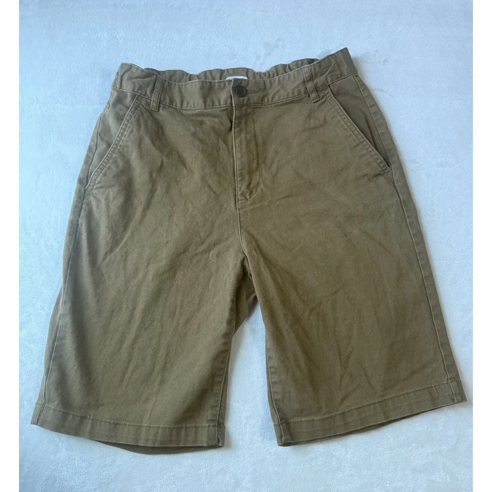 Old Navy Boys Brown Chino Shorts 18 Cotton Adjustable Waist Pockets